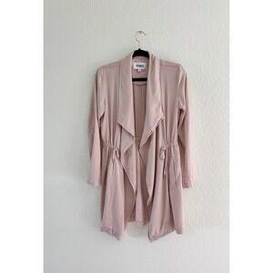 BB DAKOTA Beige Utility Drawstring Waist Jacket Size S Lightweight Duster
